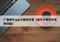 广西南宁app小程序开发（南宁小程序开发移动端）