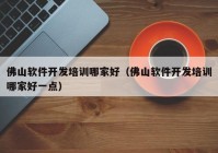 佛山软件开发培训哪家好（佛山软件开发培训哪家好一点）